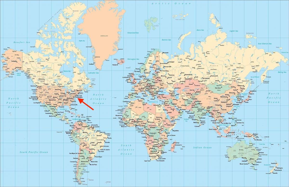 费城在世界地图上的位置