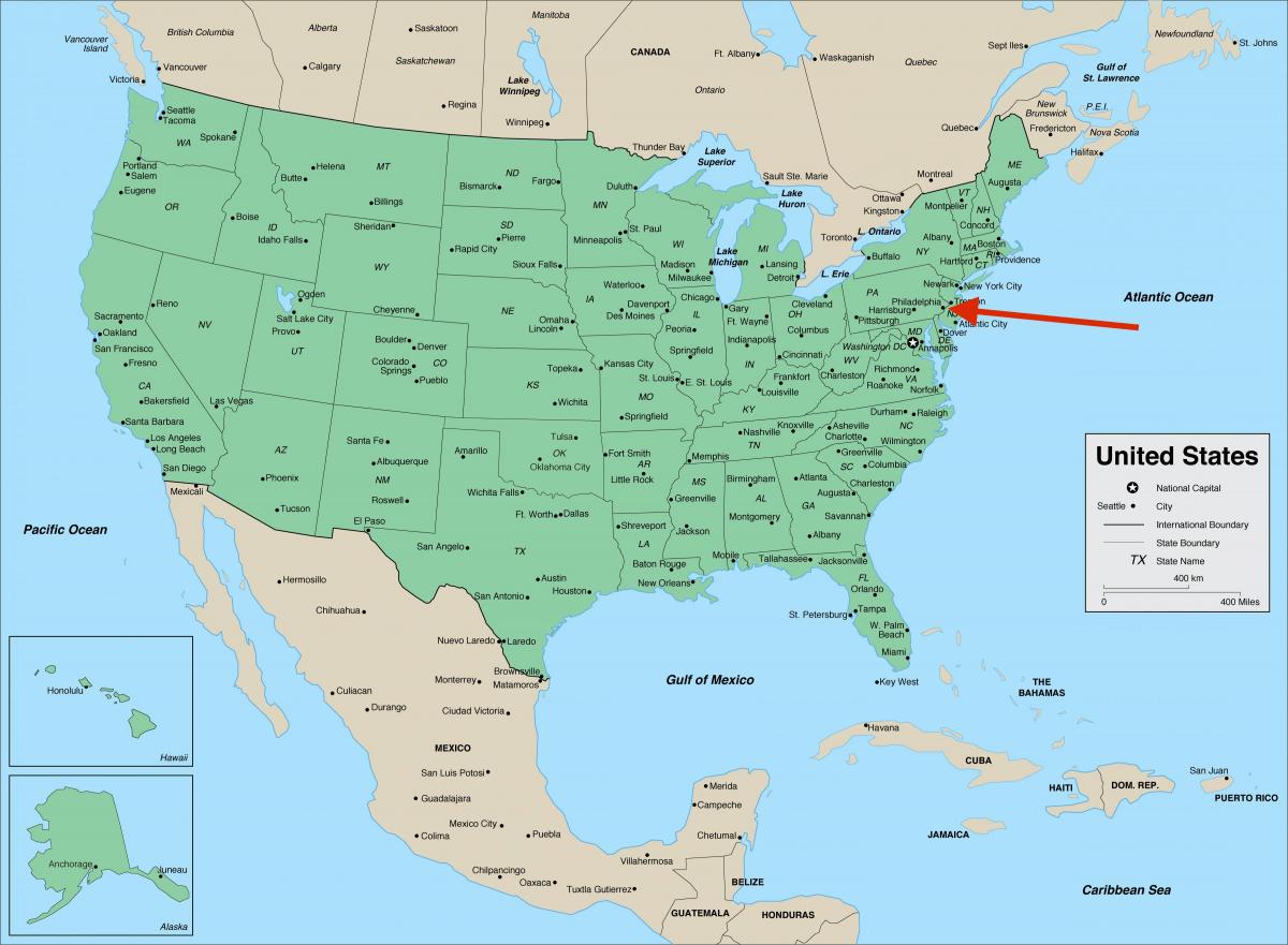 宾夕法尼亚州的费城 - 美国地图